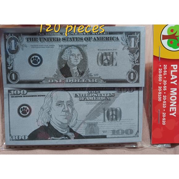 Teaching Tree Play Money Educational 1 Pack of Bills & 2 Packs of Coins NEW - Picture 2 of 3